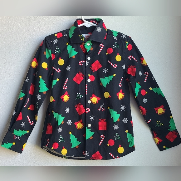 Opposuits- Boy's Christmas Tailored Fit LS Button Down Shirt, Sz 6 Years Old - Picture 1 of 9